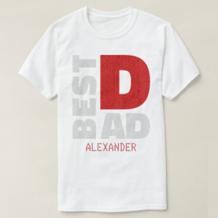 Camiseta Melhor Pai Red Silver Glitter Name Personalizado