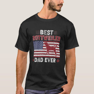Camiseta Melhor Pai Rottweiler Da Bandeira Americana