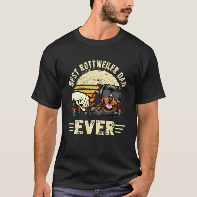 Camiseta Melhor Pai Rottweiler Dia de os pais Retrovisor do (Frente)