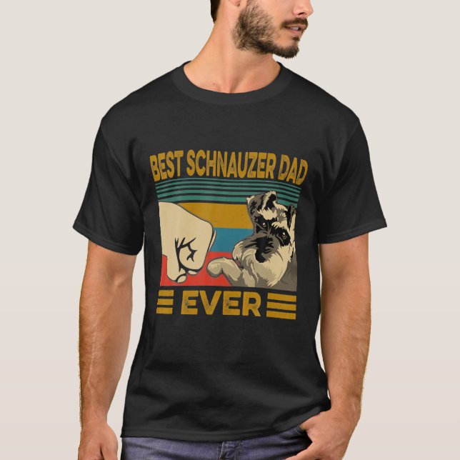 Camiseta Melhor Pai Schnauzer Alguma Vez Retrô Dia dos Pais (Frente)