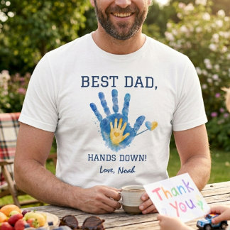 Camiseta Melhor Pai Sem Dúvida design em aquarela azul e am
