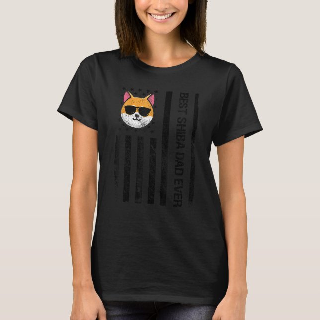Camiseta Melhor Pai Shiba Nunca Estados Unidos Bandeira Shi (Frente)