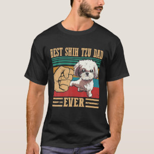 Camiseta Melhor Pai Shih Tzu Alguma Vez Vintage Retro Dogs 