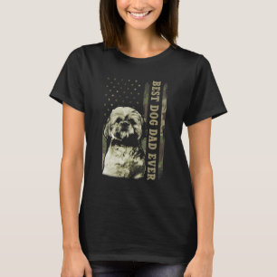 Camiseta Melhor Pai Shih Tzu Nunca Pai De Bandeira American