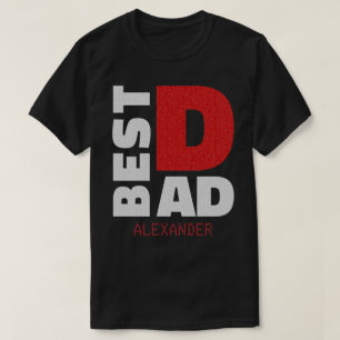 Camiseta Melhor Pai Silver Red Glitter Nome Personalizado