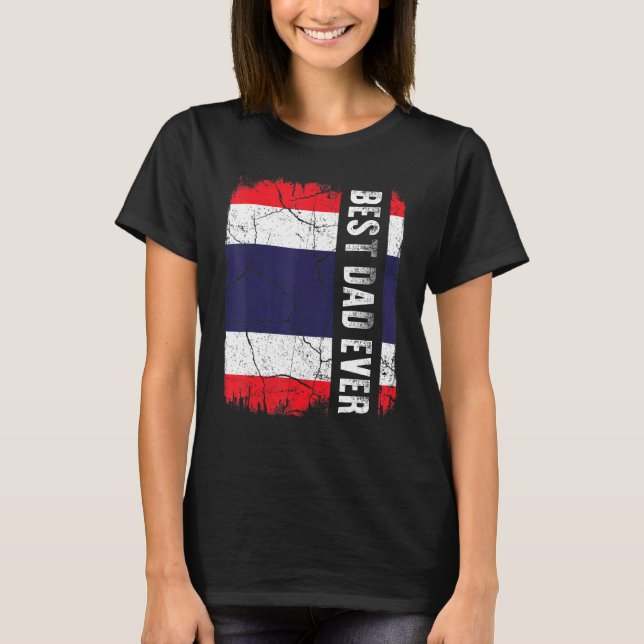 Camiseta Melhor Pai Tailandês De Dia de os pais De Bandeira (Frente)