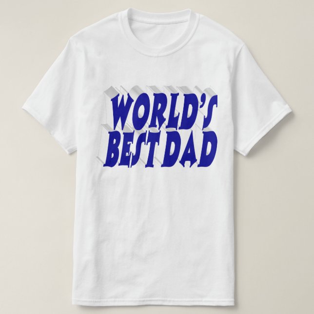 Camiseta Melhor Pai texto azul em 3d (Frente do Design)