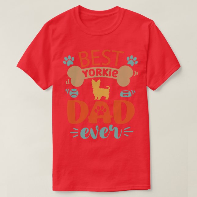 Camiseta Melhor Pai Yorkie 2023 Cute Yorkshire Terrier Dog (Frente do Design)