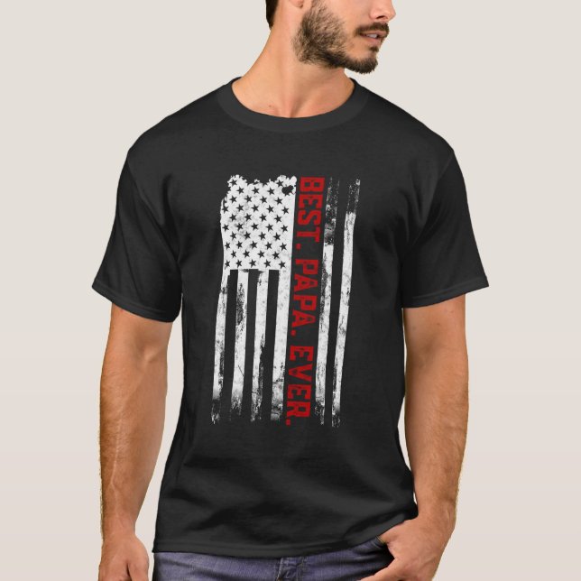 Camiseta Melhor Papa Alguma Vez Americano Bandeira Dos Eua  (Frente)