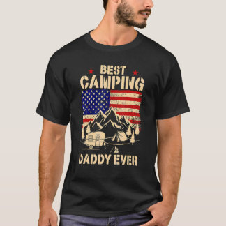 Camiseta Melhor Papa de Acampamento Americano Bandeira do P