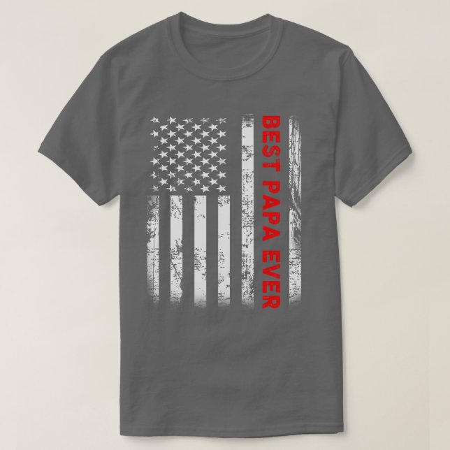 Camiseta Melhor Papá De Bandeiras Americanas Para Vovô Gord (Frente do Design)