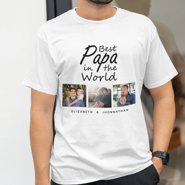 Camiseta Melhor Papa na Colagem de Fotos do Pai Moderno do  (Criador carregado)