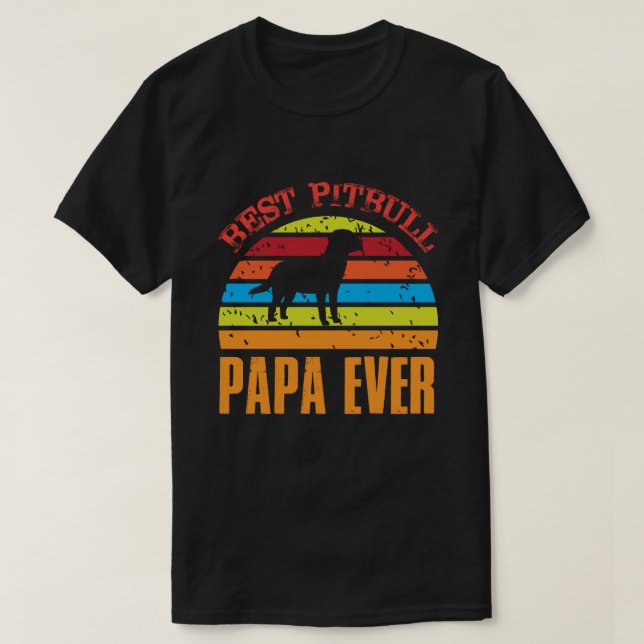 Camiseta Melhor PAPA Pitbull Vintage (Frente do Design)