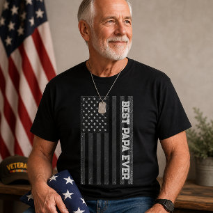 Camiseta Melhor Papai de Todos Bandeira Americana Desbotada