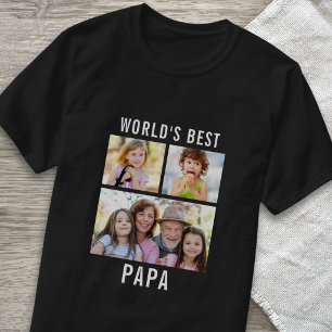 Camiseta Melhor Papai do Mundo 3 Colagem de Fotos Texto Pre