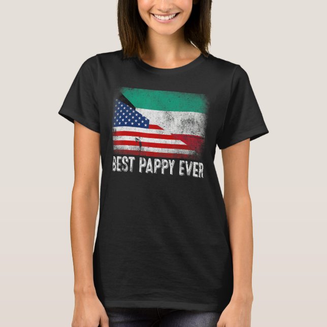 Camiseta Melhor Pappy Ever American Kuwait Flag Fathe (Frente)