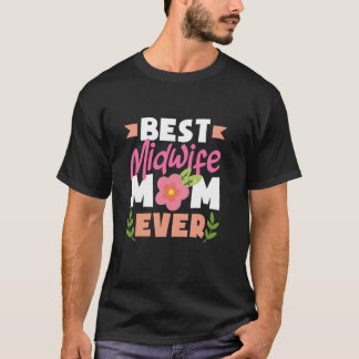 Camiseta Melhor Parteira Mãe De Design De Arte Floral