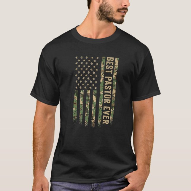Camiseta Melhor Pastor Ever American Flag Camo Veteran P (Frente)