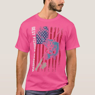 Camiseta Melhor Pesca Vovô Americano Bandeira Pesca Rod Fis