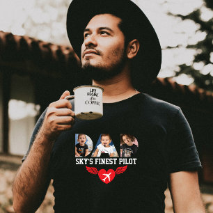 Camiseta Melhor Piloto do Céu,Foto do PAI,Coração & Avião,F