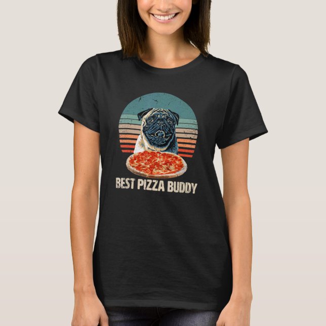 Camiseta Melhor Pizza Buddy Pug Loves Pizza com Chee (Frente)