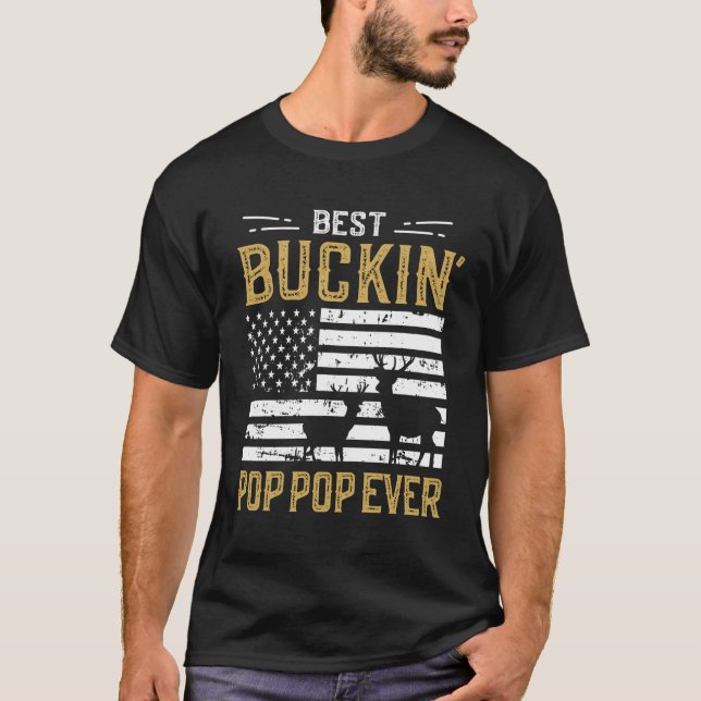 Camiseta Melhor Pop de Buckin Pop De Gift Deer Hunter Co. (Frente)