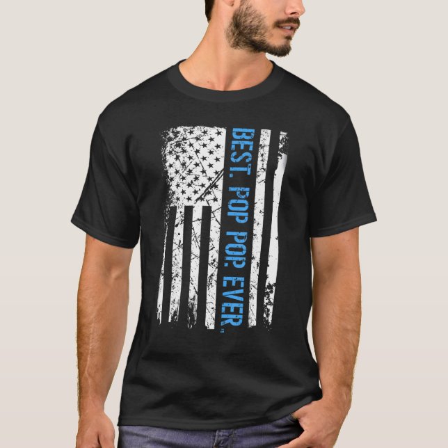 Camiseta Melhor Pop de Pop dos Estados Unidos Bandeira Amer (Frente)