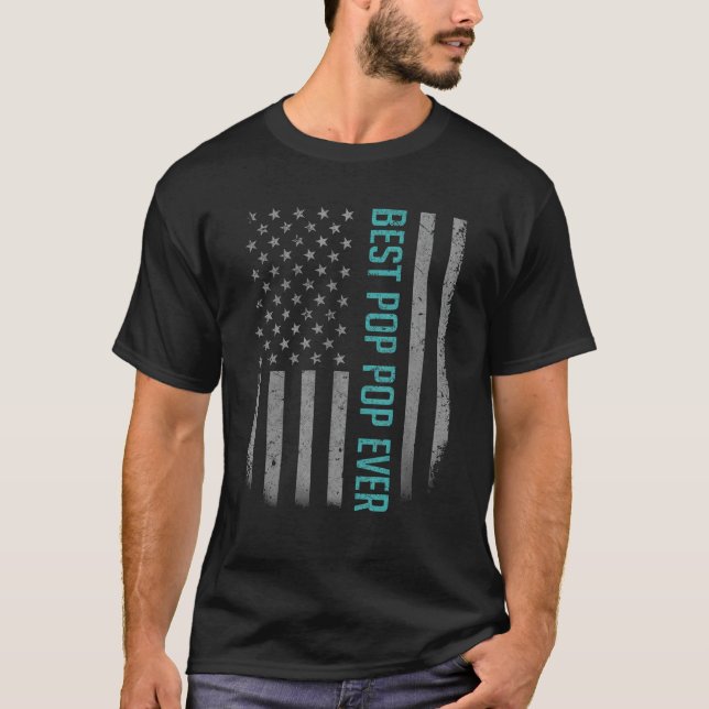 Camiseta Melhor Pop de Pop Nunca Presente De Bandeira Ameri (Frente)