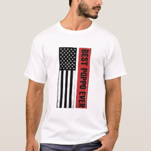 Camiseta Melhor Poppo de Todos Patriótico Bandeira Gráfica