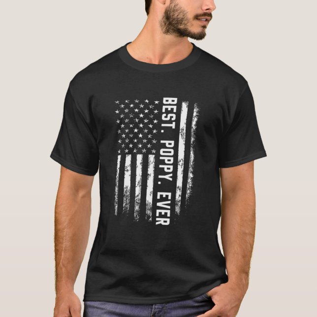 Camiseta Melhor Poppy Ever America Flag Presente para Homen (Frente)