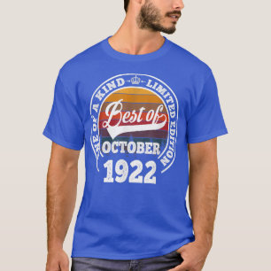 Camiseta Melhor Presente De Outubro De 1922 100º Aniversári