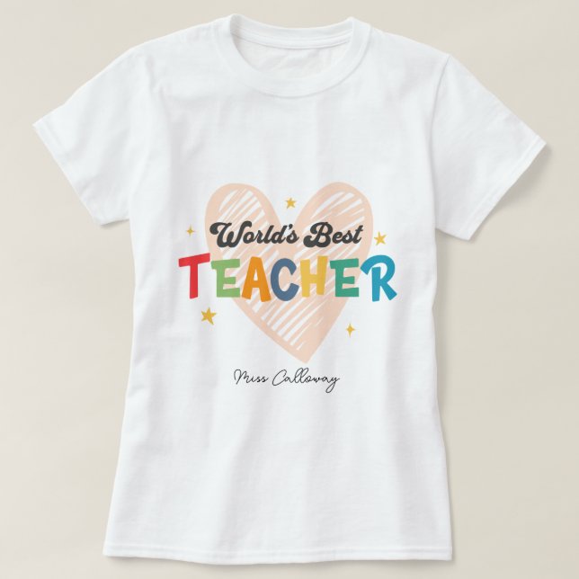 Camiseta Melhor Professora do Mundo Personalizado (Frente do Design)