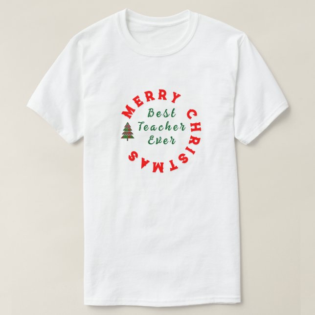 Camiseta Melhor Professora Em Obrigados De Natal Que Você O (Frente do Design)