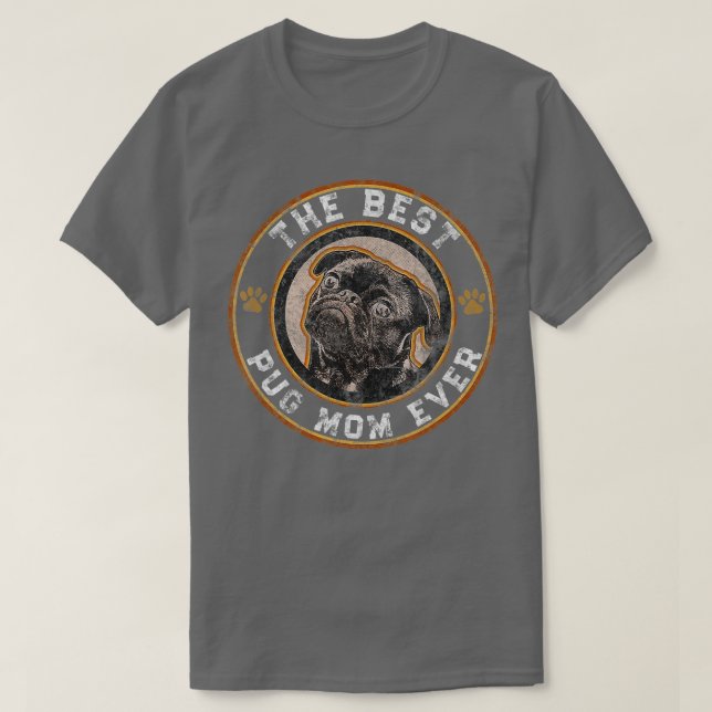Camiseta Melhor Pug Mamãe Negra Pugs Proprietária Mãe Vinta (Frente do Design)