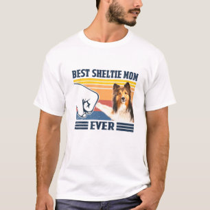 Camiseta Melhor Shetland Sheepdog Sheltie Mãe Vintage Mo