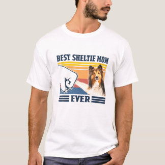 Camiseta Melhor Shetland Sheepdog Sheltie Mãe Vintage Mo