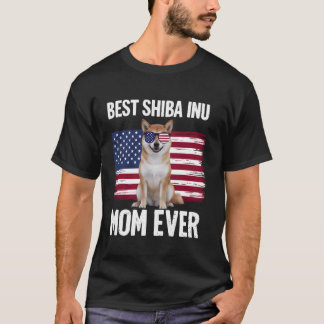 Camiseta Melhor Shiba Inu Mãe Em 4 de julho Cão Patriótico