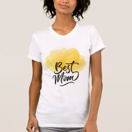 Camiseta Melhor T-Shirt Mãe com Blogue Floral Amarelo
