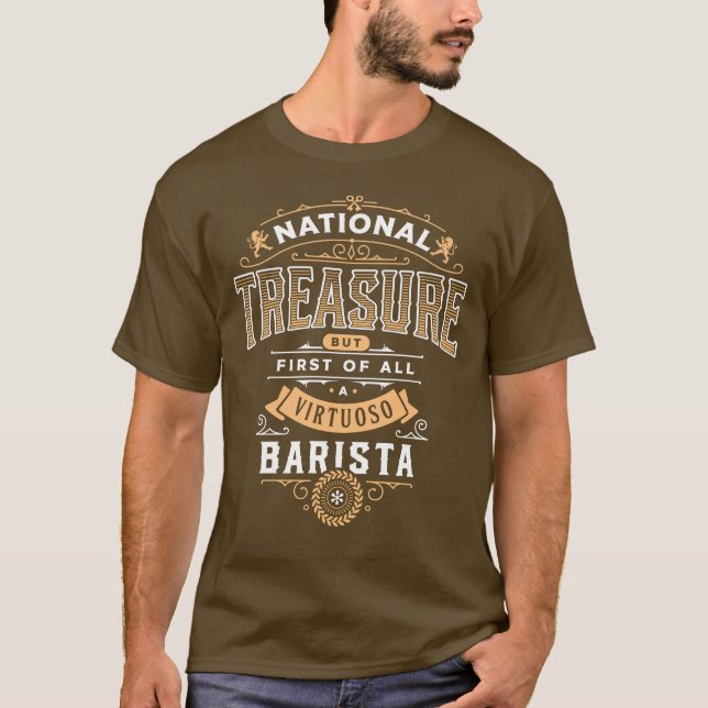 Camiseta Melhor tesouro nacional barista para o trabalho (Frente)