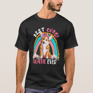 Camiseta Melhor Tia Corgi Sempre Flor de Arco-Íris Fofa Cac