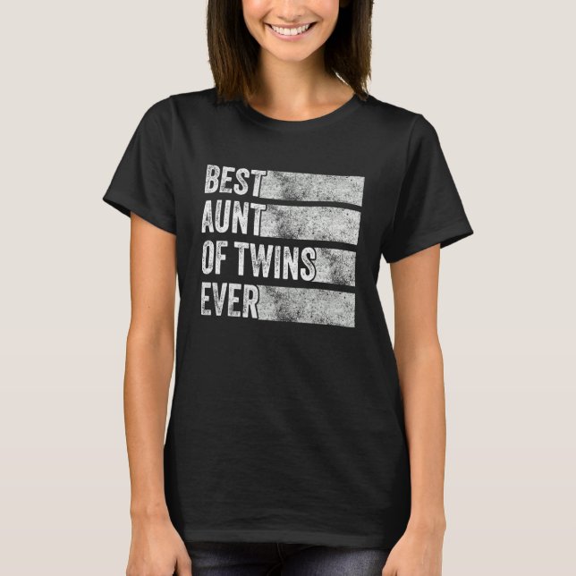 Camiseta Melhor Tia De Gêmeos Engravidando Engravidando Fun (Frente)