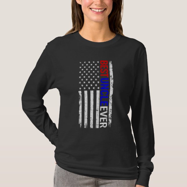 Camiseta Melhor Tio Dia de os pais de Bandeira Americano (Frente)