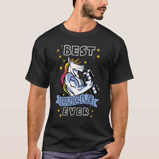 Camiseta Melhor Tio Ever Bodybuilder Tio Unicorn Unc (Frente)