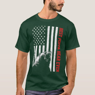 Camiseta Melhor Urso Poppa Nunca dos EUA Bandeira Americana