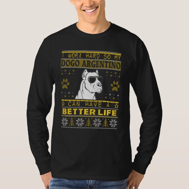 Camiseta Melhor Vida Com Dogo Argentino Engraçado Christm F (Frente)