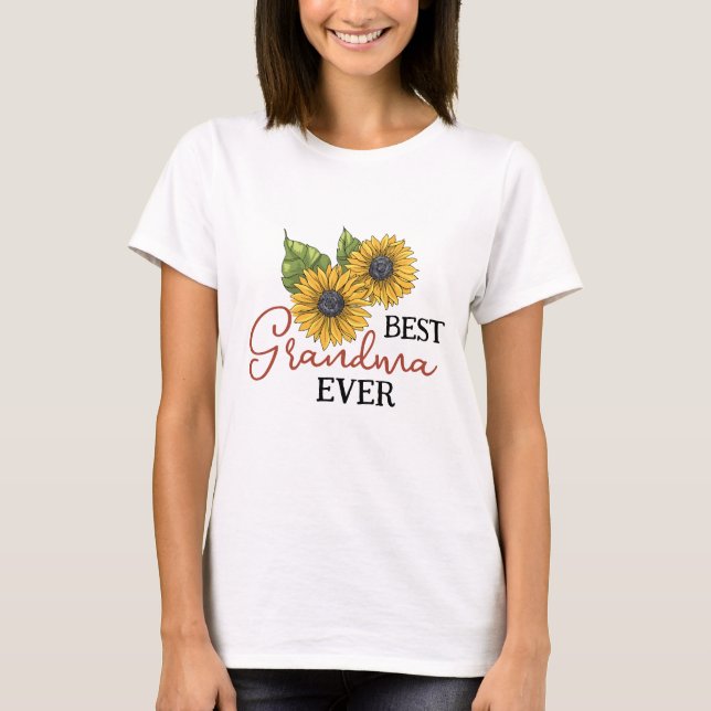 Camiseta Melhor Vovó Alguma Vez Floral De Girassol Personal (Frente)