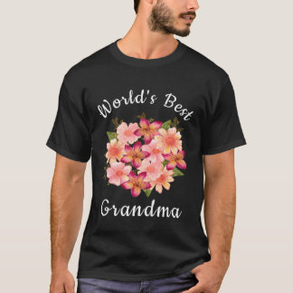 Camiseta Melhor vovó cor-de-rosa flor cor-de-rosa vovó