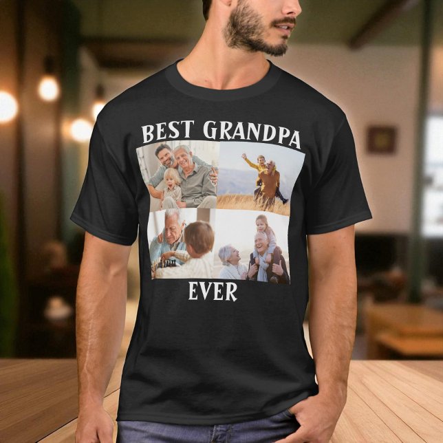 Camiseta Melhor Vovô De 4 Fotografias Criar O Seu Próprio (Criador carregado)