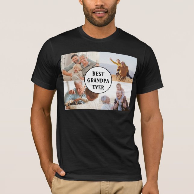 Camiseta Melhor Vovô De 4 Fotografias Criar O Seu Próprio (Frente)