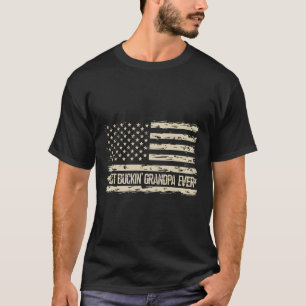 Camiseta Melhor Vovô De Buck Camouflage Nos Bandeira Deer